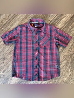 Tony Hawk Boys LG Red Plaid Button Down Shirt
